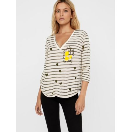 Pull Rayé à Motifs