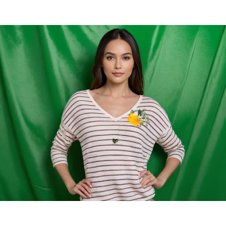 Pull Blanc à Motif